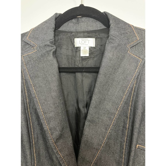 ANN TAYLOR LOFT Denim 3/4 Length Sleeved Blazer Size 10P - Picture 2 of 8